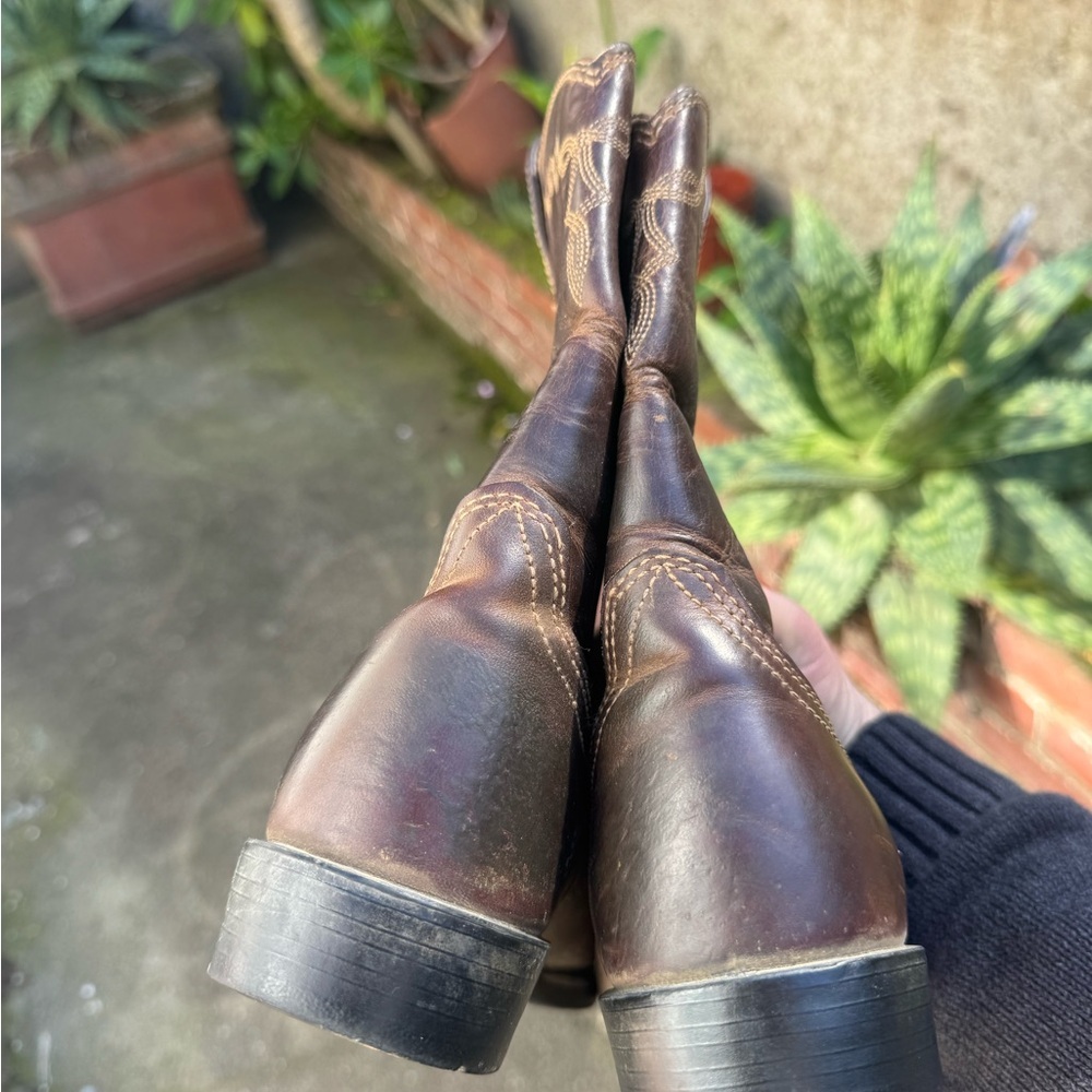 Ariat Brown Leather Western Ankle Boots - Picture 5 of 6